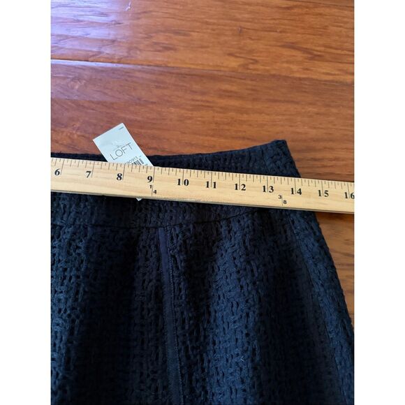 NWT LOFT Black Wool Blend Textured Mini Skirt – Lined, Classic A-Line SZ 0 - Picture 6 of 9